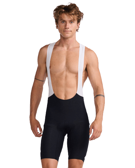 2XU Aero Mens Cycling Bibshorts (Black/White Reflective) - BUMSONTHESADDLE