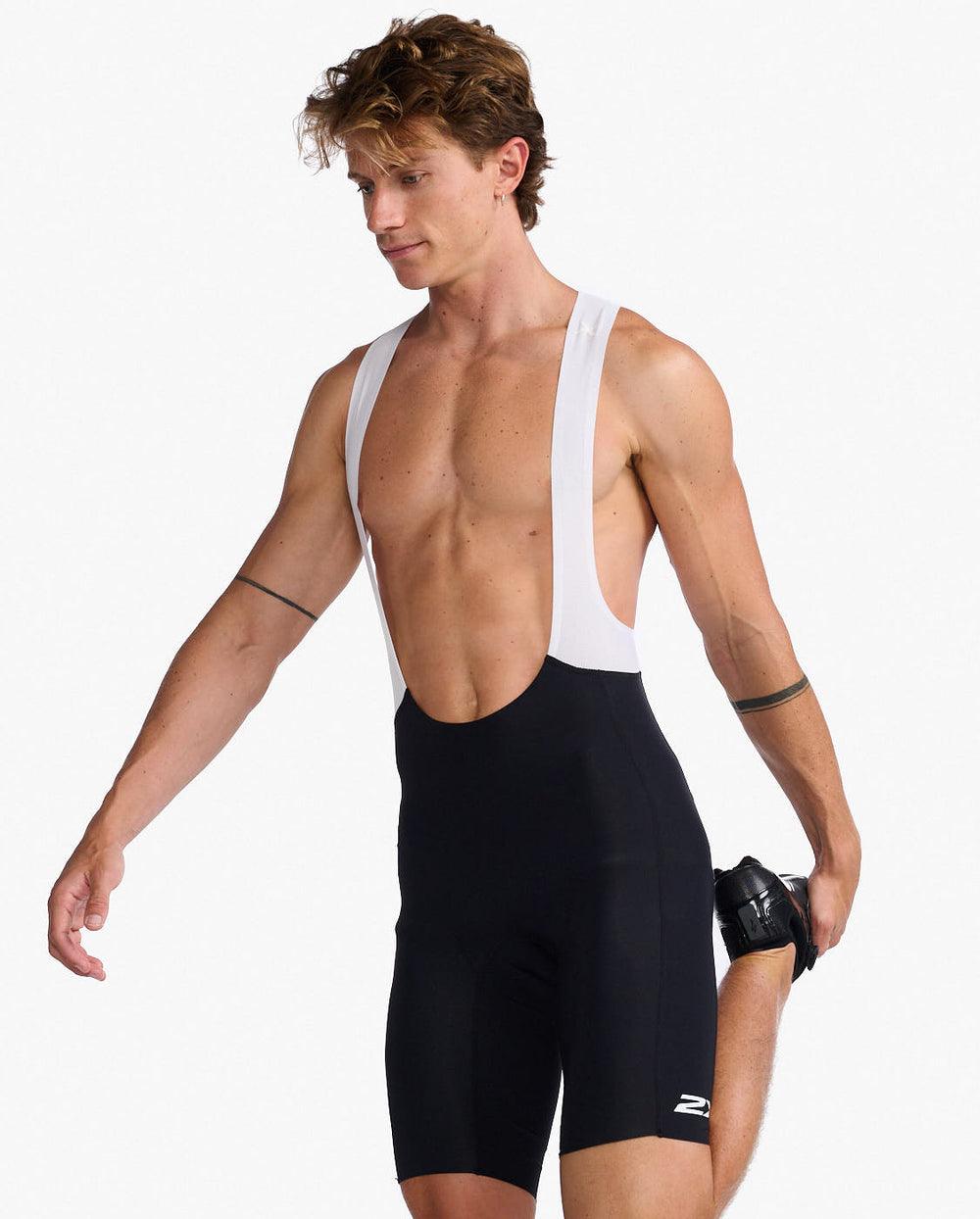 2XU Aero Mens Cycling Bibshorts (Black/White Reflective) - BUMSONTHESADDLE