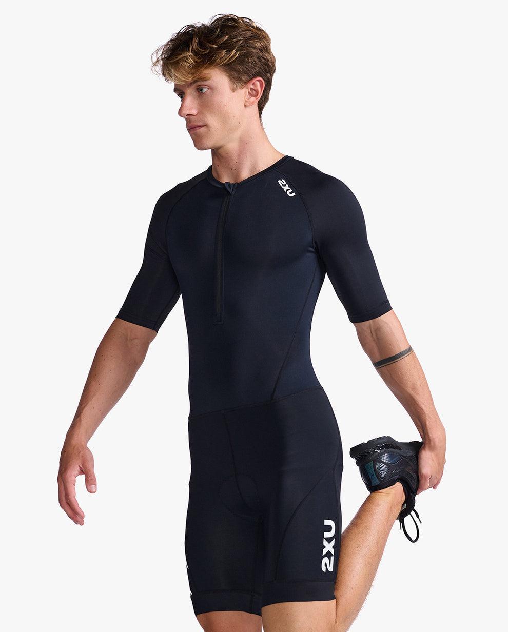 2XU Core Sleeved Men's Cycling Trisuit (Black/White) - BUMSONTHESADDLE