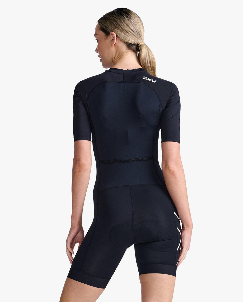 2XU Core Sleeved Women's Cycling Trisuit (Black/White) - BUMSONTHESADDLE