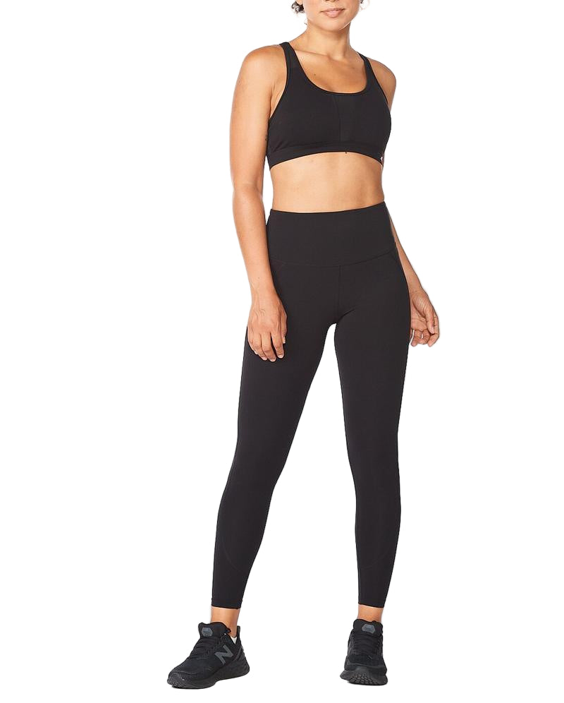 2XU Fitness Hi-Rise Womens Compression Tights (Black/Black) - BUMSONTHESADDLE