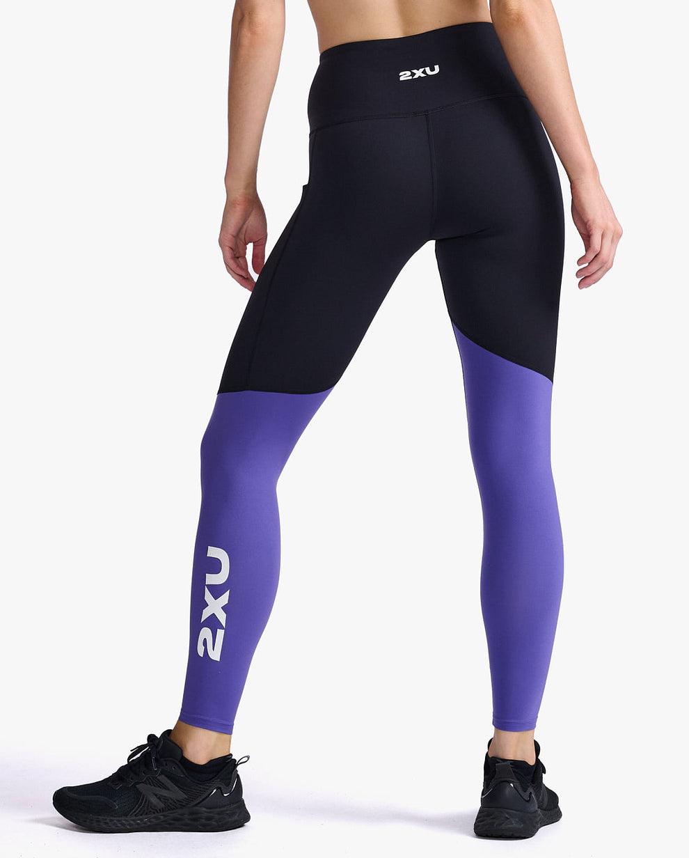 2XU Form Splice Hi-Rise Women's Compression Tights (Black/Liberty) - BUMSONTHESADDLE