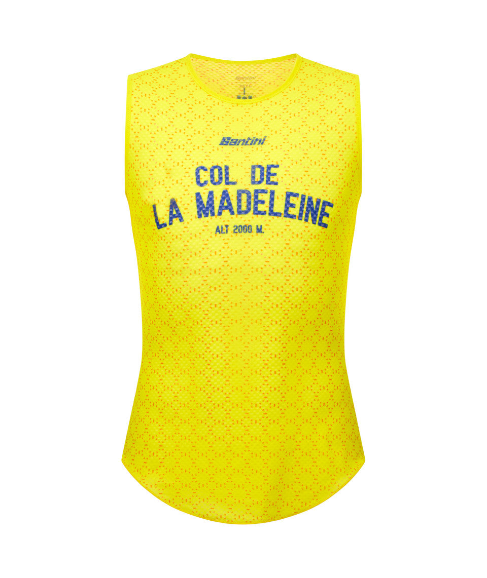 MAILLOT JAUNE COL DE LA MADELEINE BASELAYER – Santini premium cycling Base Layer in India from Cobbled Climbs