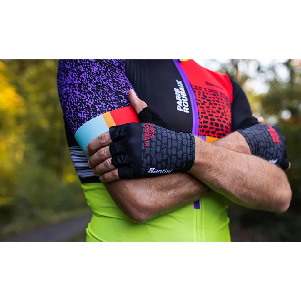 PARIS ROUBAIX UNISEX CYCLING GLOVES - Santini - Cobbled Climbs