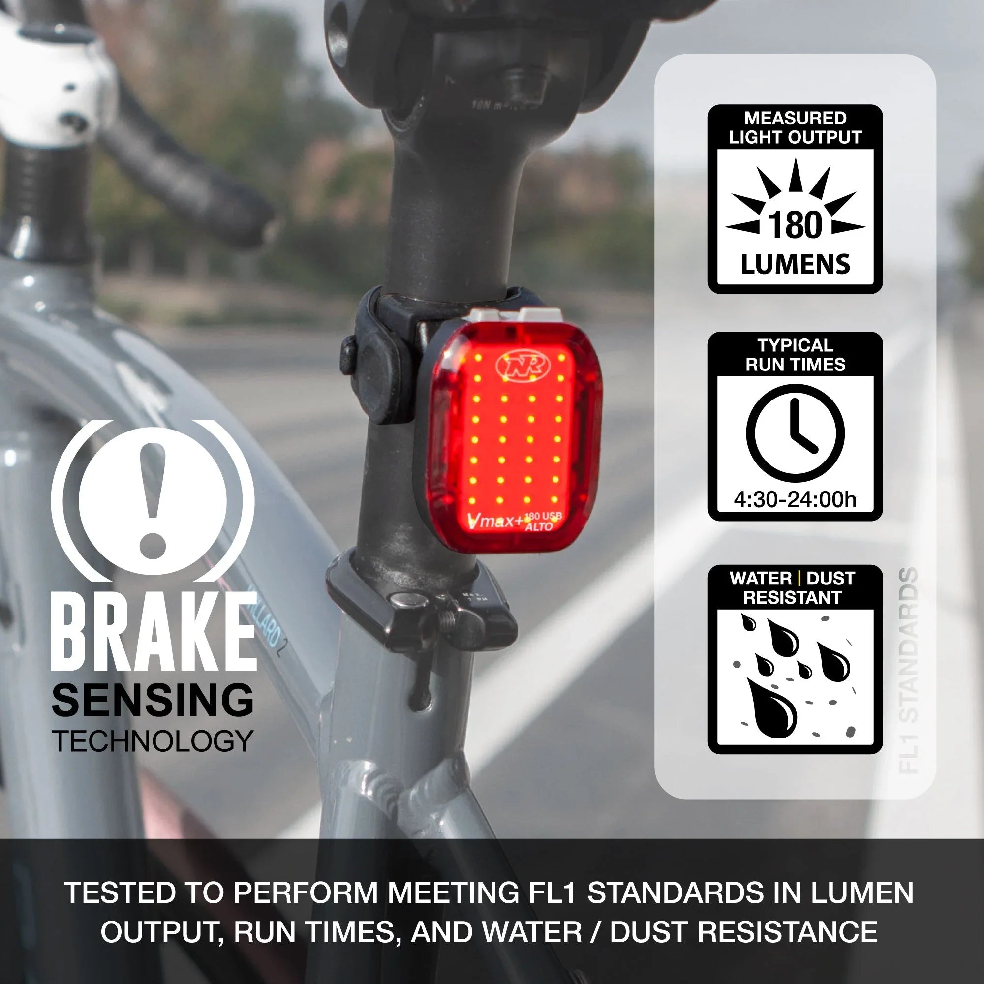 VMAX+ 180 ALTO BIKE REAR LIGHT - NiteRider - Cobbled Climbs