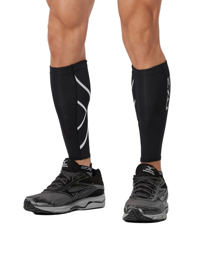 2XU Compression Calf Guard (Black/Black) - BUMSONTHESADDLE