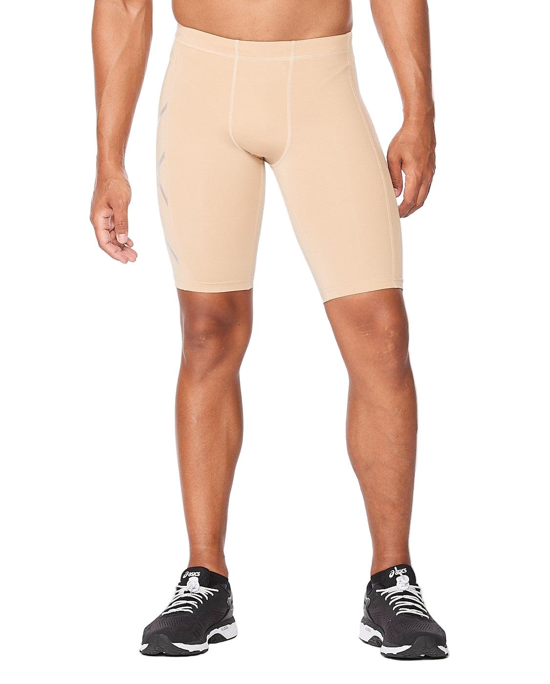2XU Core Compression Men's Cycling Shorts (Beige/Silver) - BUMSONTHESADDLE