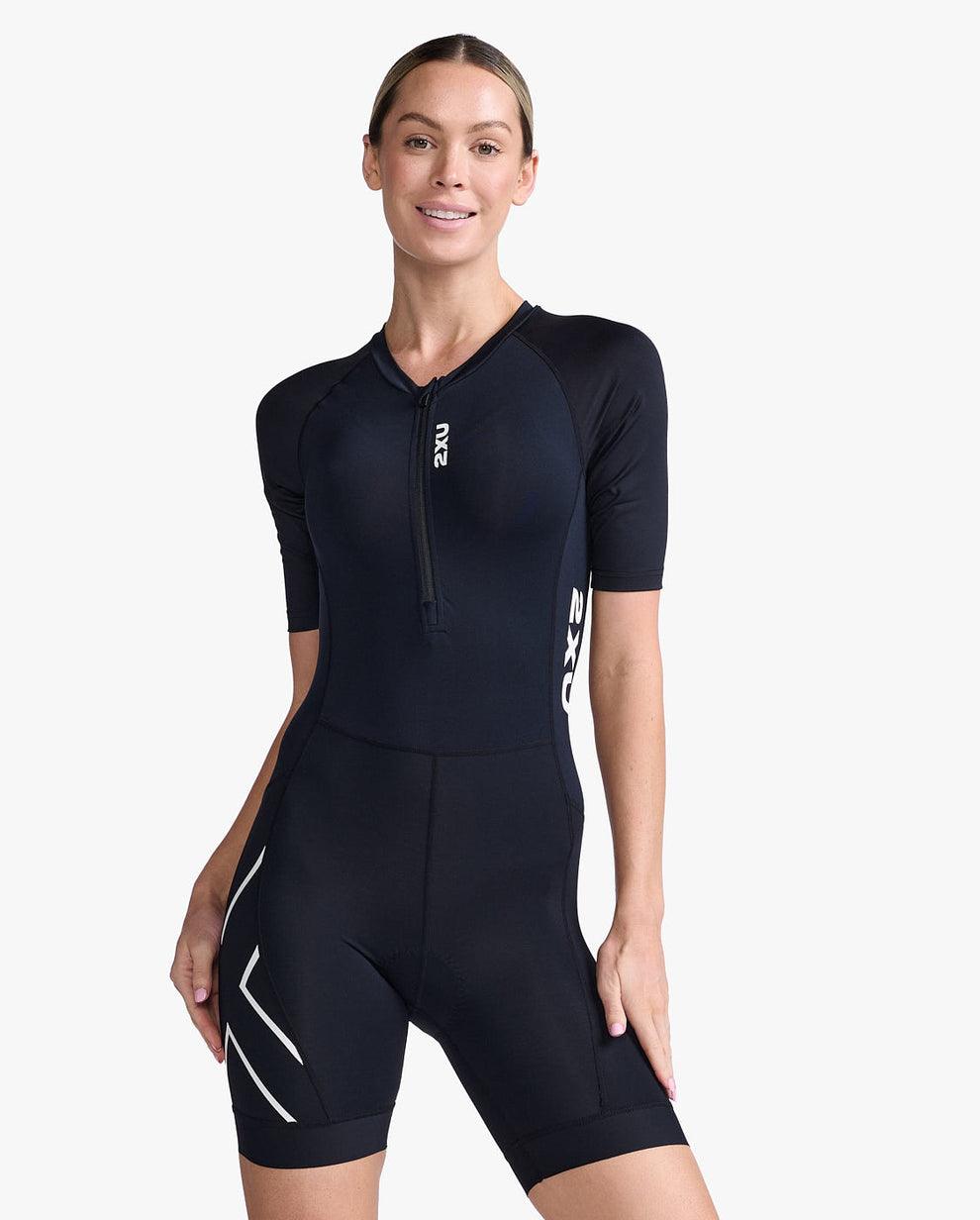 2XU Core Sleeved Women's Cycling Trisuit (Black/White) - BUMSONTHESADDLE