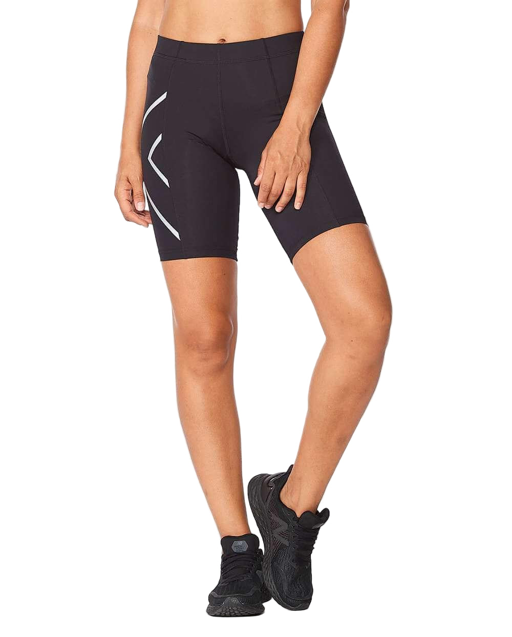2XU Core Women's Compression 4" Shorts (Black/Silver) - BUMSONTHESADDLE
