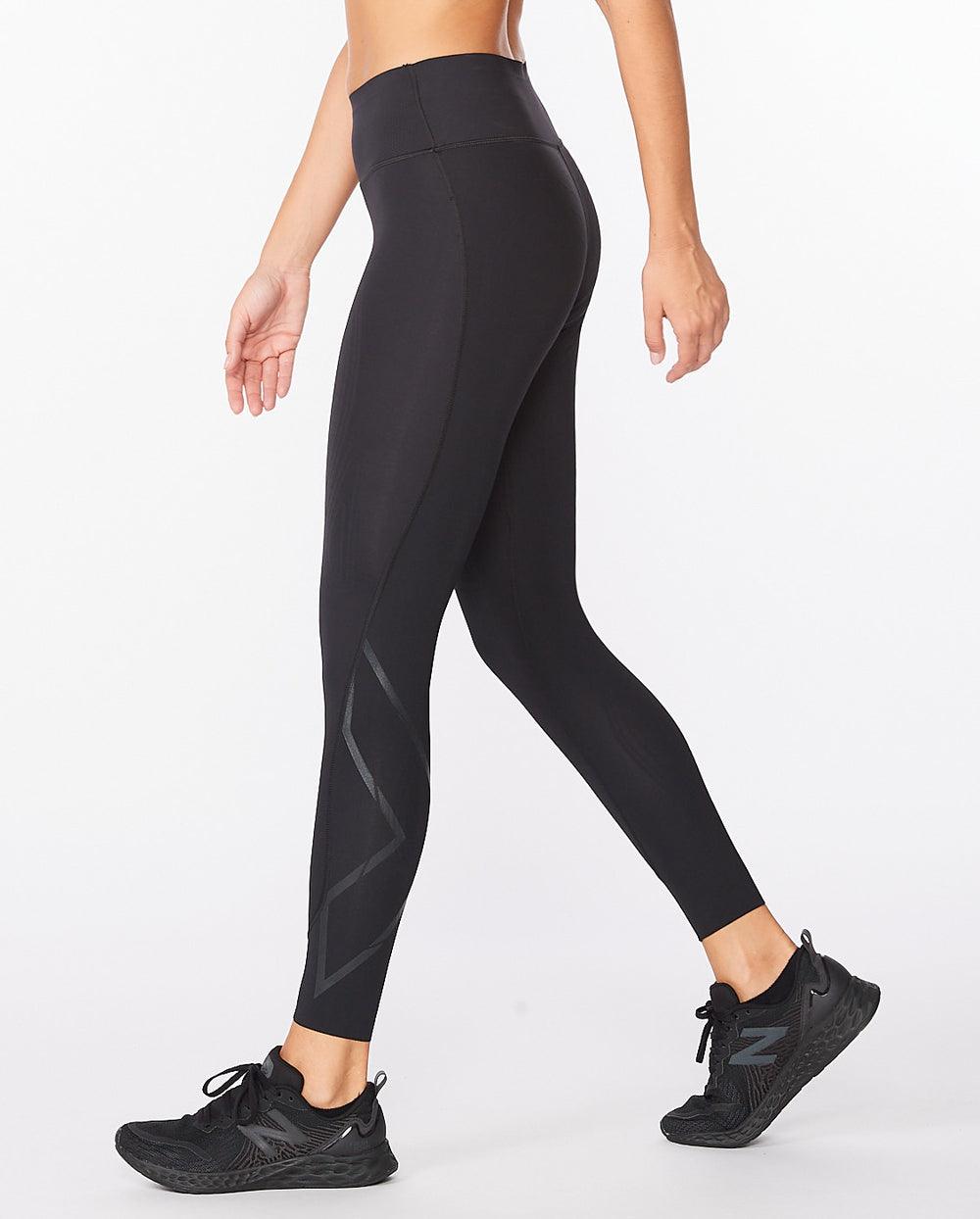 2XU Force Mid-Rise Womens Compression Tights (Black/Nero) - BUMSONTHESADDLE
