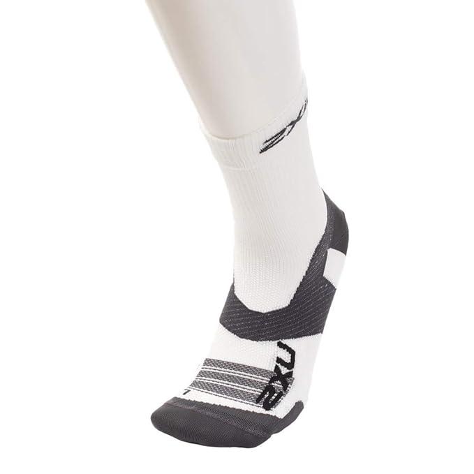 2XU Vectr Ultralight Crew Unisex Cycling Socks (White/Grey) - BUMSONTHESADDLE