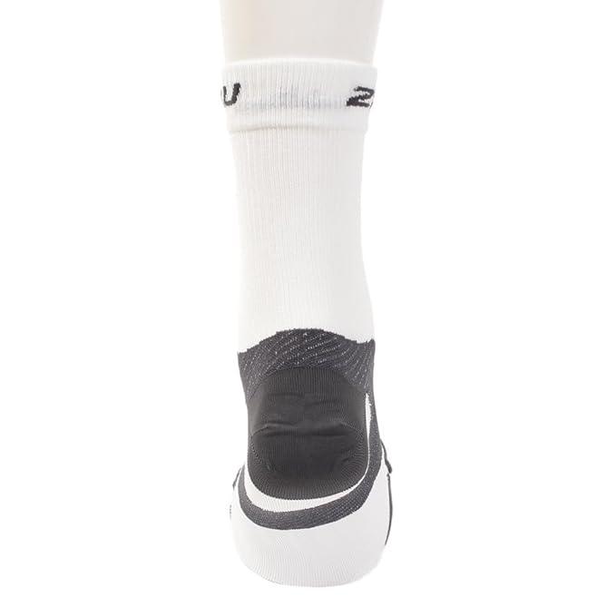 2XU Vectr Ultralight Crew Unisex Cycling Socks (White/Grey) - BUMSONTHESADDLE