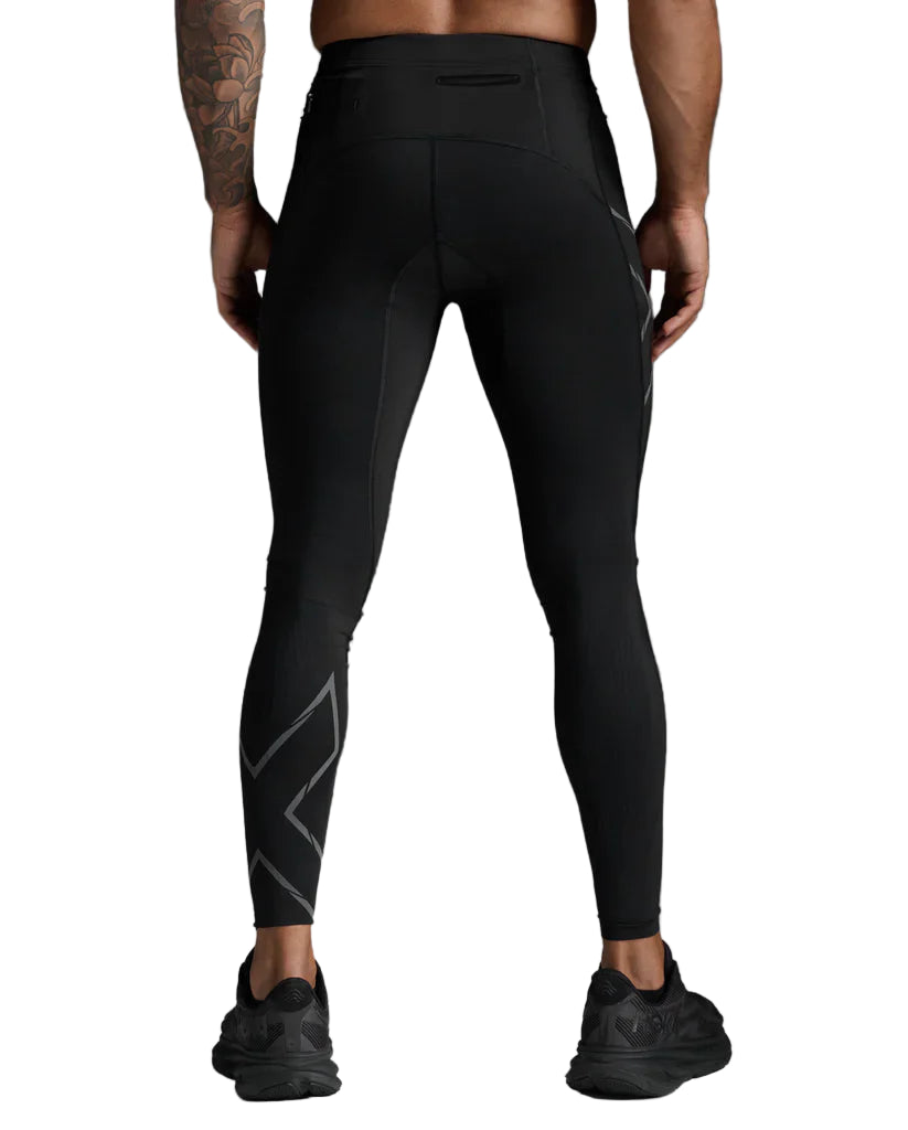 Light Speed Men’s Compression Tights (Black/Black Reflective) – 2XU premium cycling Compression Tights in India from Cobbled Climbs