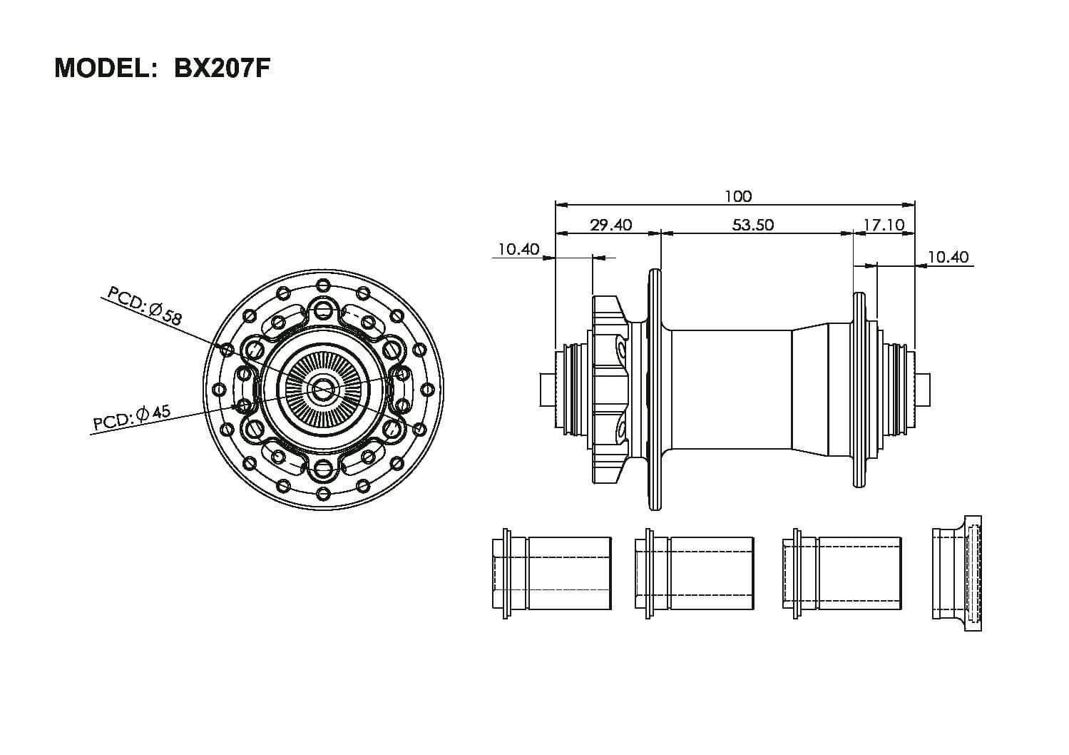 BX207F 12x100mm Disc Brake Front Hub - Bitex - Cobbled Climbs