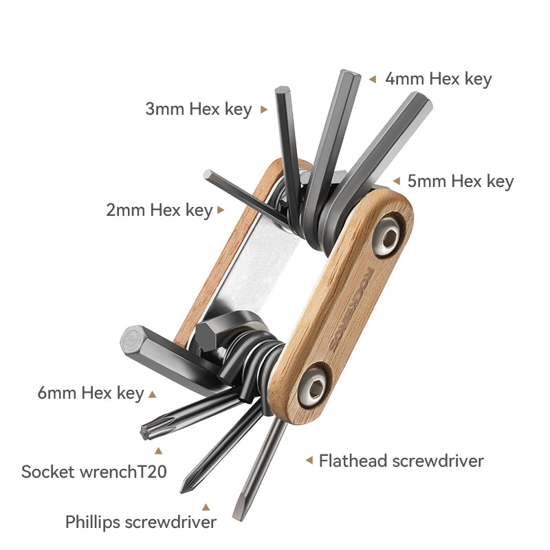 Titanium Plated 8-in-1 Wood Handle Multi-function Tool