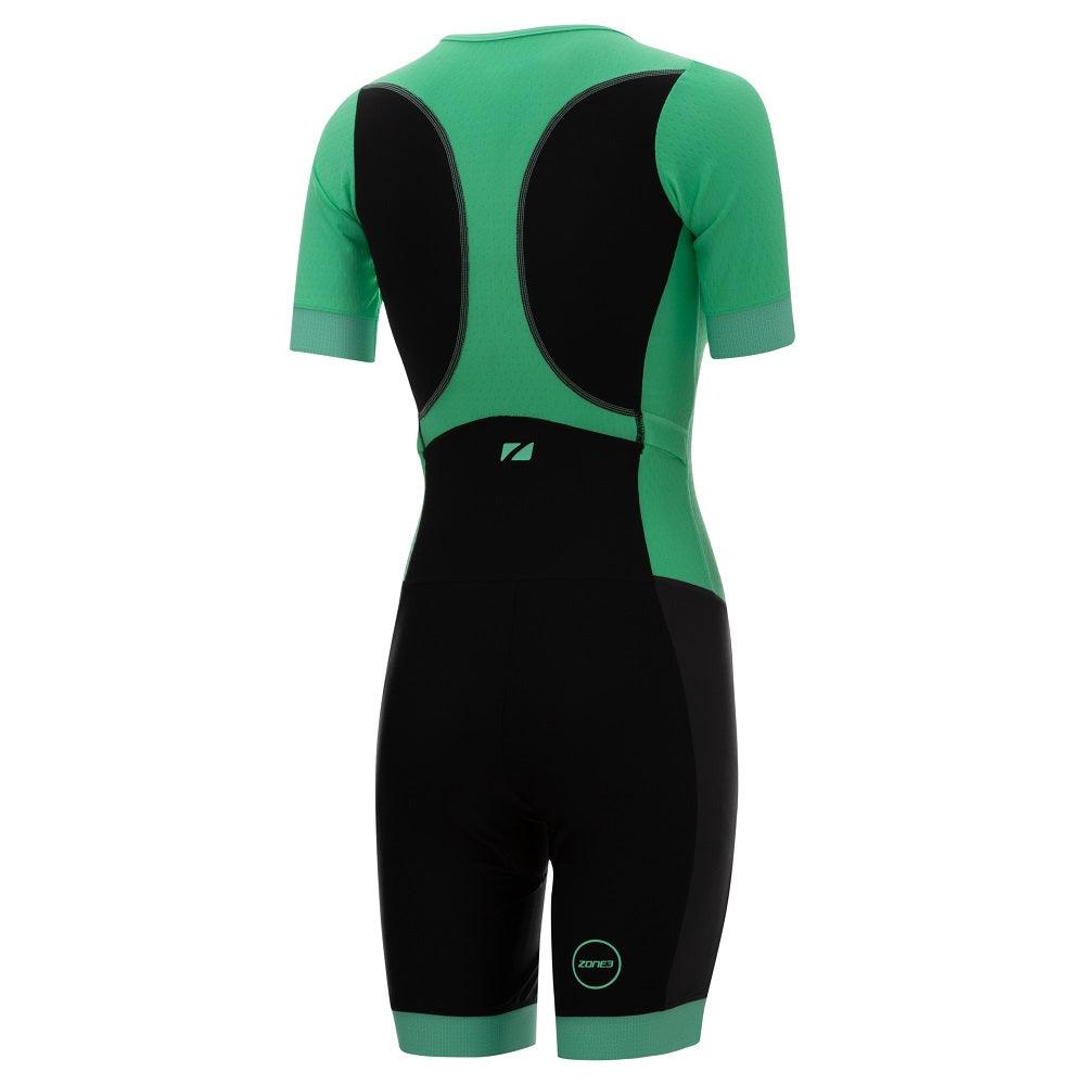 Zone 3 Aquaflo Plus Short Sleeve Women's Cyling Trisuit (Black/Mint) - BUMSONTHESADDLE