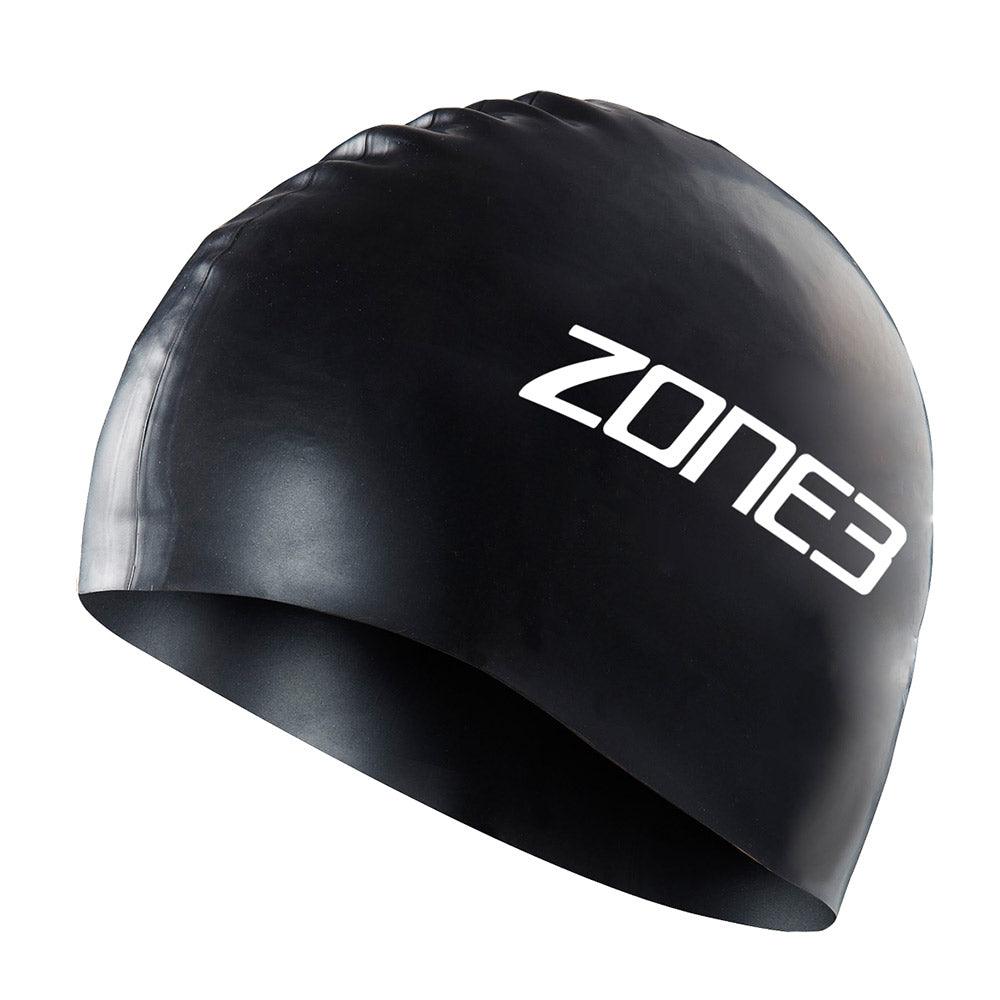 Zone 3 Silicone Swim Cap (Black) - BUMSONTHESADDLE